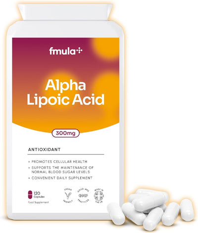 Alpha Lipoic Acid 300mg Capsules Supplement | High Strength R-ALA & S-ALA Alpha-Lipoic Acid Helps Support Cellular Health & Blood Sugar Levels | Vegan & UK Made - 120 Capsules fmula+