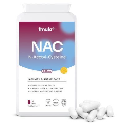 NAC N-Acetyl-Cysteine 600mg | Organic NAC Supplement Capsules for Immunity & Antioxidant Support | N-Acetyl Cysteine Supplement | Amino Acids Immune Support for Adults | Vegan - 120 Capsules fmula+