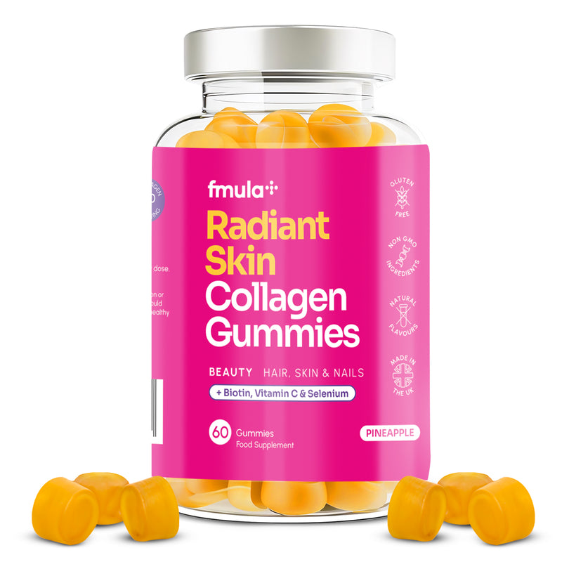 Radiant Skin Collagen Gummies | 60 Hydrolysed Collagen Peptide Gummy Supplements with Biotin, Vitamin A C E and Selenium | Hair Skin and Nails Gummies for Women